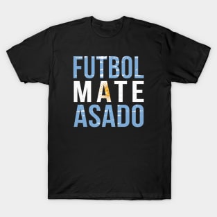 Futbol Mate Asado, Funny Argentinian Flag Soccer Lover, Argentina Campeón Mundial Qatar 2022 T-Shirt